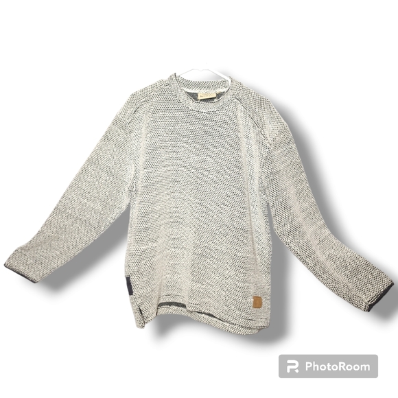 Weird Fish Sweater Womens White and Grey Medium Textured - Picture 1 of 10